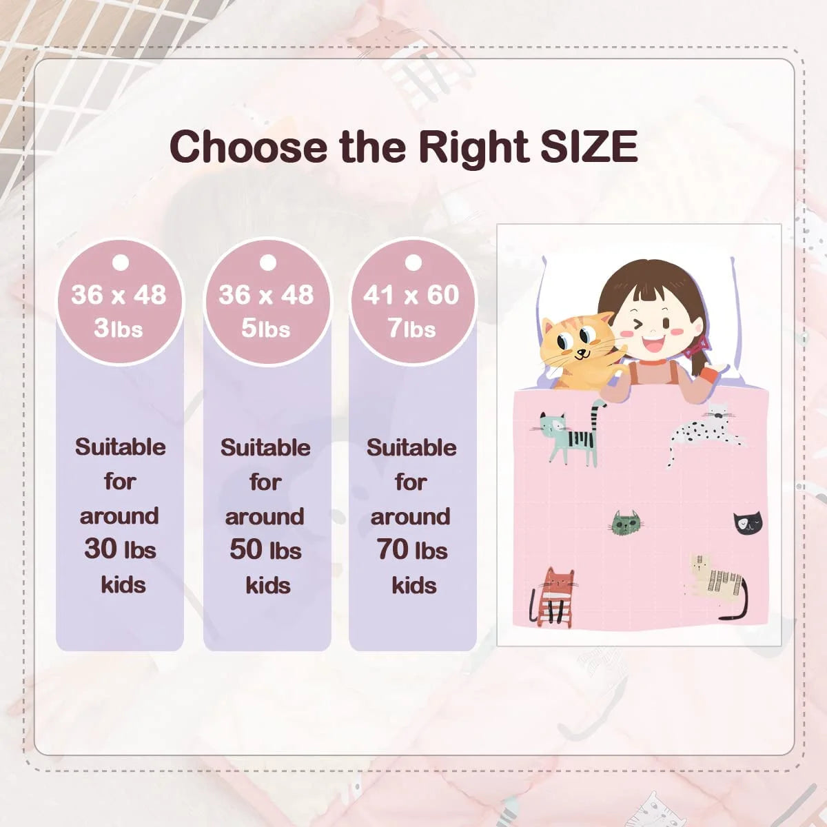 Sivio Minky Fleece & Cotton Kids Weighted Blanket- 5lb, 36 × 48 in Pink