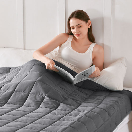 Sivio Adults Microfiber Weighted Blanket -15 lbs, 48 × 72 in Gray