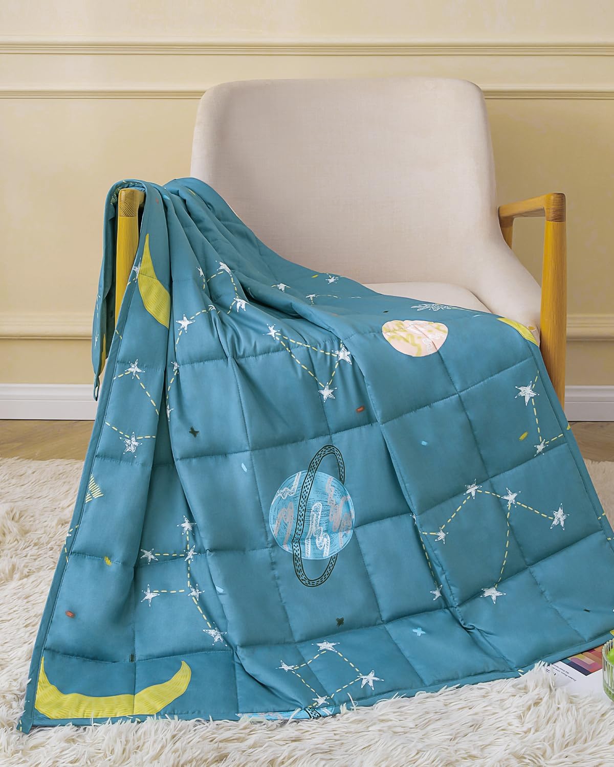 Kids Weighted Blanket 100% Cotton - 3 lb, 36 × 48 in Blue Starry Sky