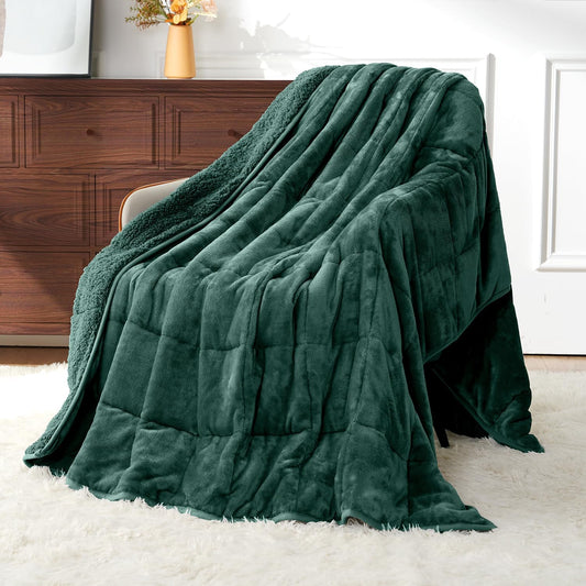 Sivio Weighted Blanket for Adults -15 lbs, 48 × 72 in Green