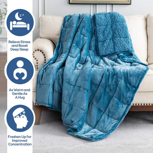 Sivio Weighted Blanket for Adults -15 lbs, 48 × 72 in Slate Blue