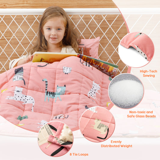 Sivio Minky Fleece & Cotton Kids Weighted Blanket- 3lb, 36 × 48 in Pink