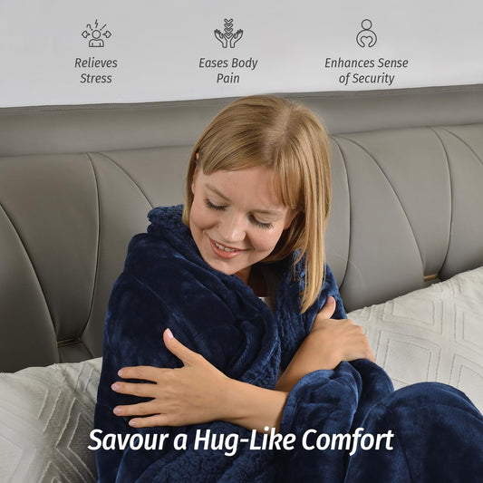 Sivio Weighted Blanket for Adults -20 lbs, 60 × 80 in Navy Blue