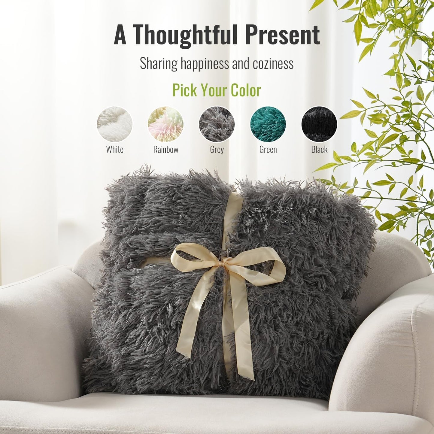 Sivio Weighted Blanket Long Plush Faux Fur & Fluffy Sherpa for Adults, 15lbs 60"x80" Gray
