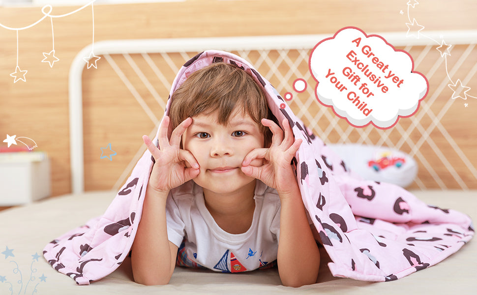 Kids Weighted Blanket 100% Cotton - 3 lb, 36 × 48 in Pink Leopard
