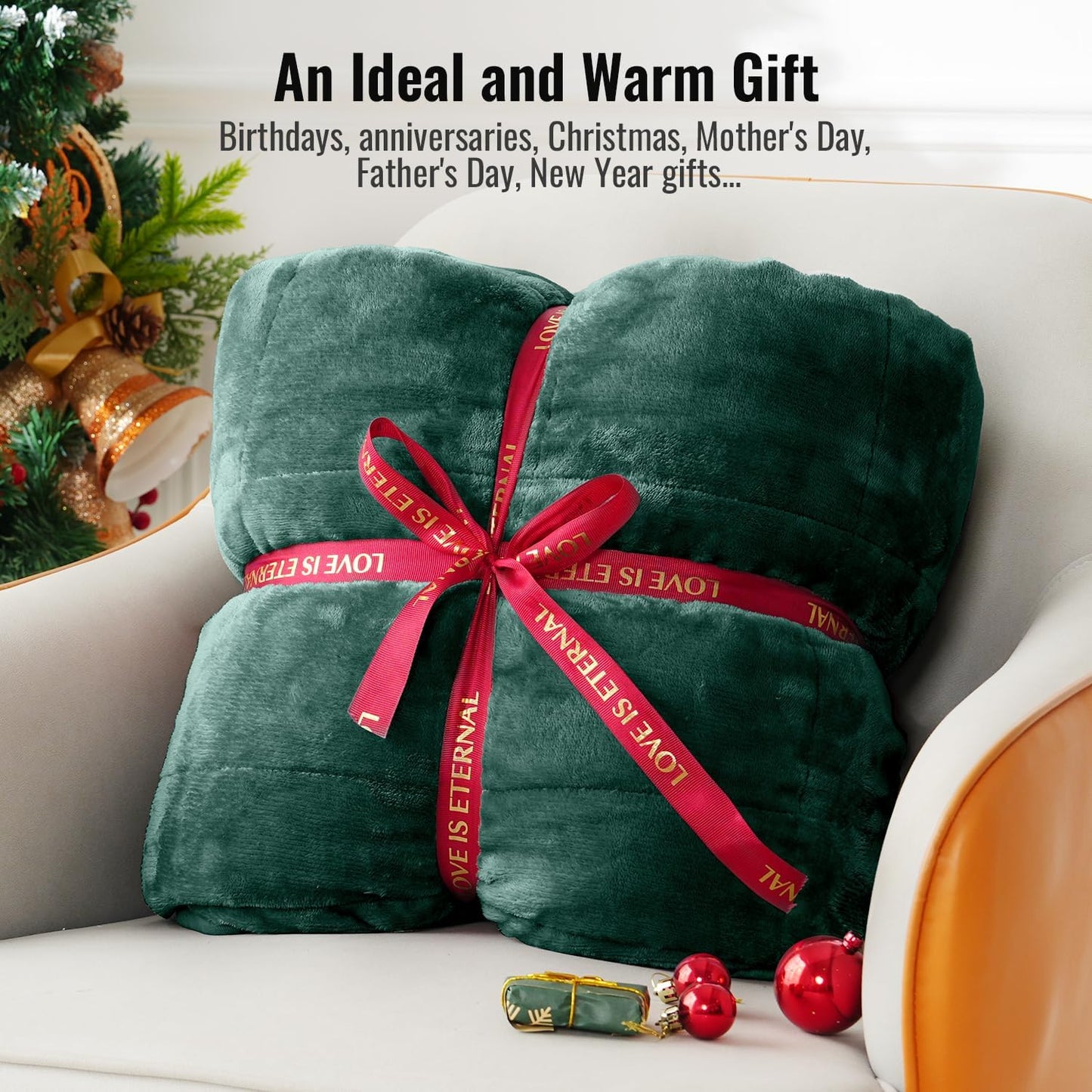 Sivio Weighted Blanket for Adults -15 lbs, 60 × 80 in Green
