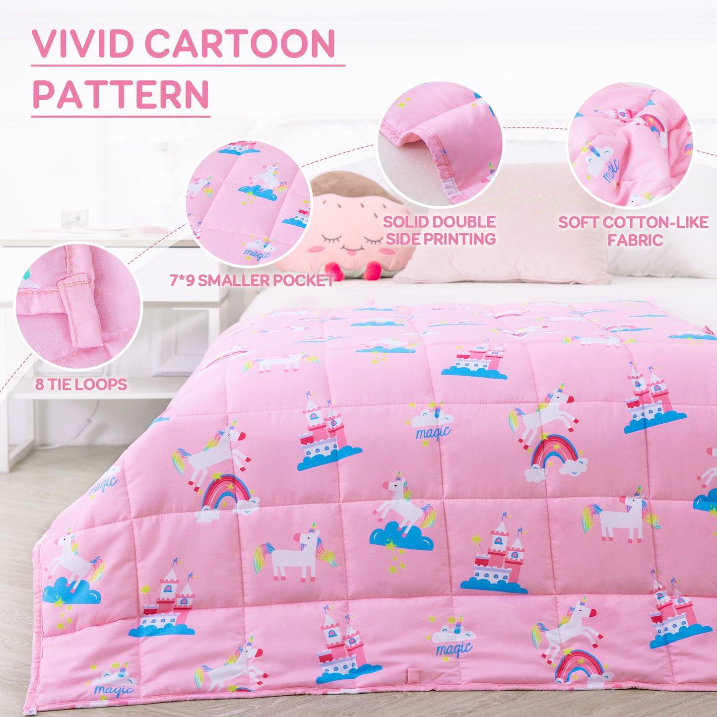 Sivio Kids Weighted Blanket - 5 lb, 36 x 48 in, Light Pink