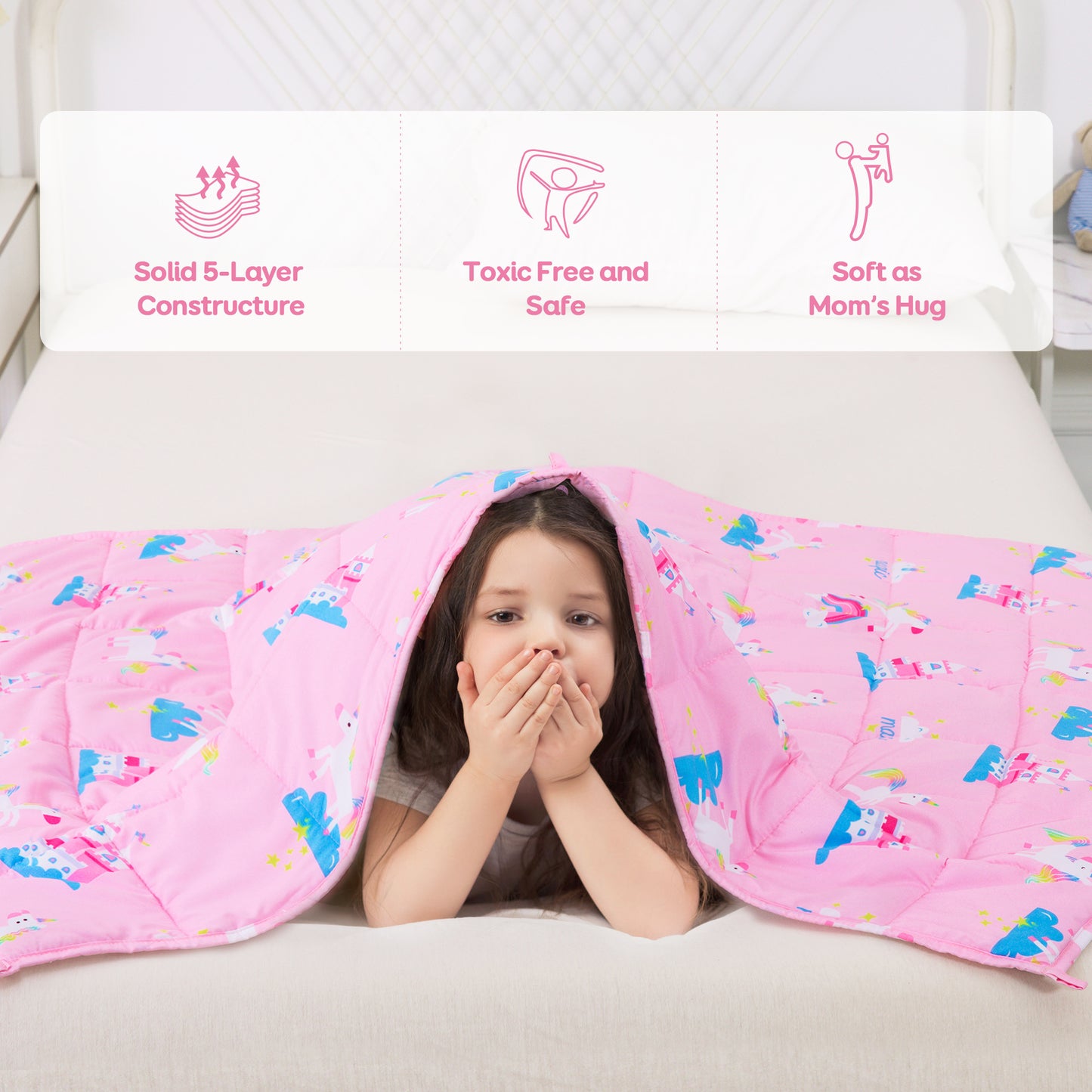 Sivio Kids Weighted Blanket - 5 lb, 36 x 48 in, Light Pink