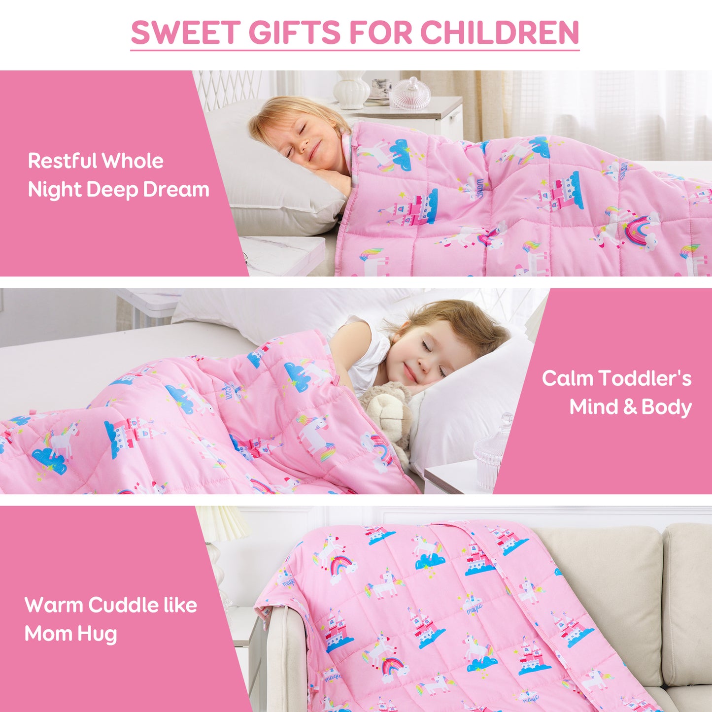 Sivio Kids Weighted Blanket - 5 lb, 36 x 48 in, Light Pink