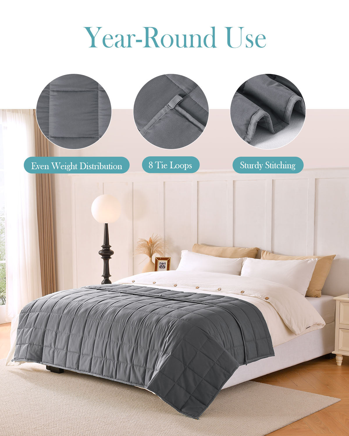 Sivio Adults Microfiber Weighted Blanket -20 lbs, 60 × 80 in Gray