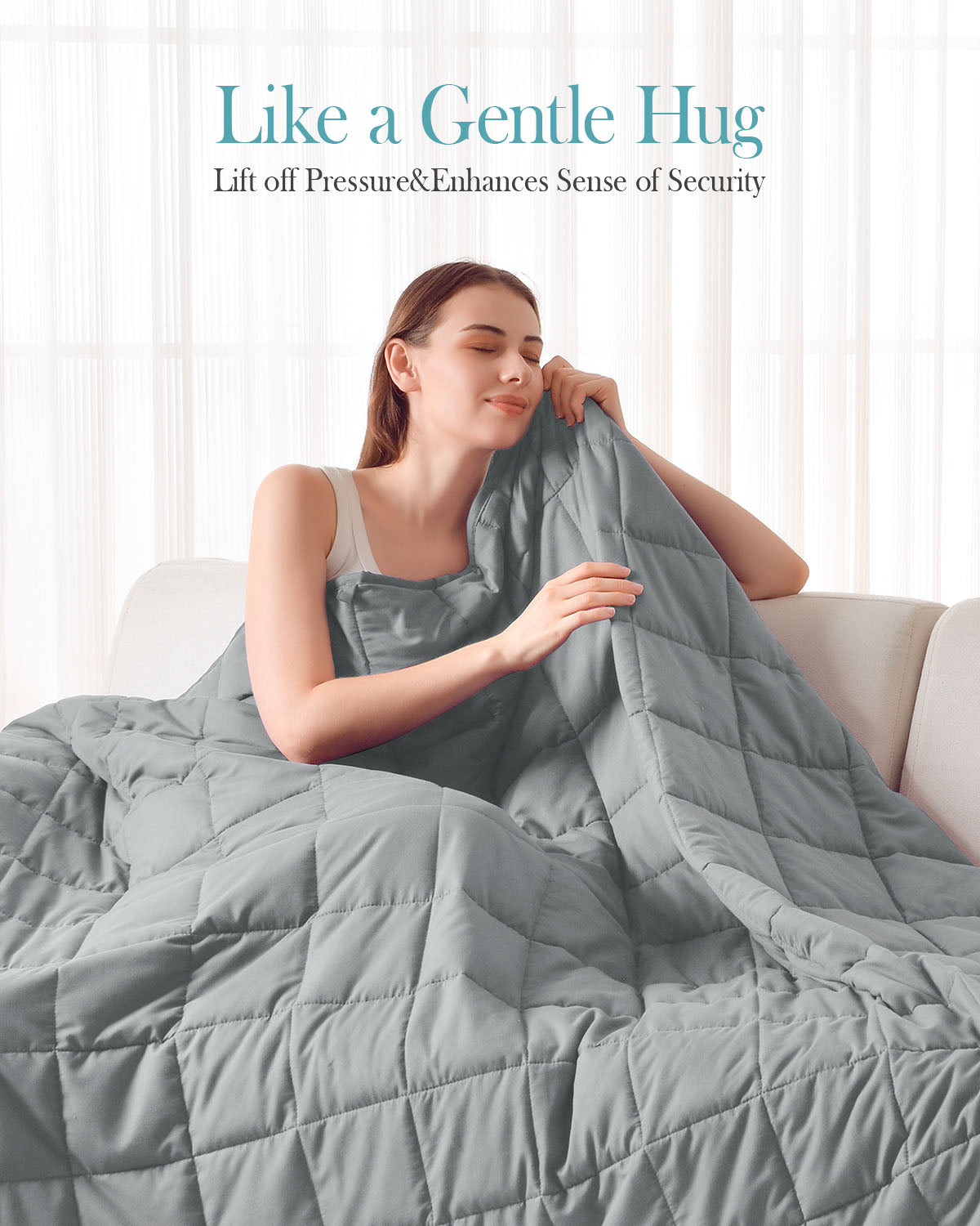 Sivio Adults Microfiber Weighted Blanket -15 lbs, 60 × 80 in Light Gray