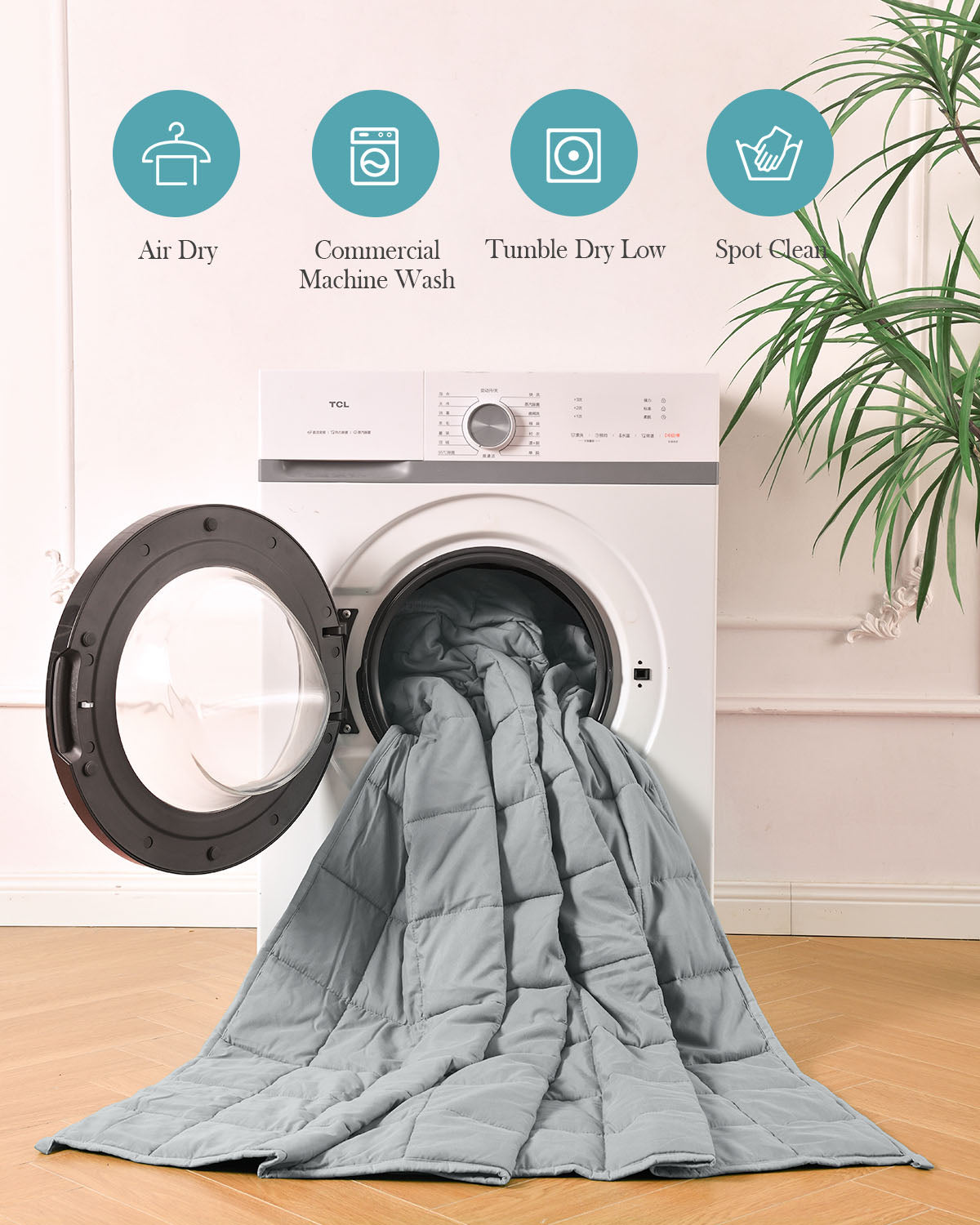 Sivio Adults Microfiber Weighted Blanket -15 lbs, 60 × 80 in Light Gray