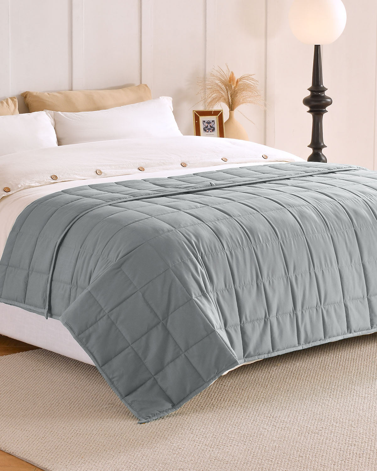 Sivio Adults Microfiber Weighted Blanket -15 lbs, 60 × 80 in Light Gray