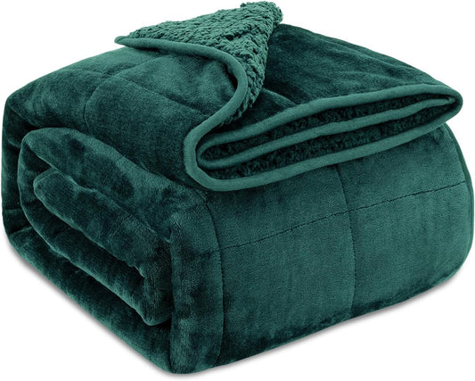 Sivio Weighted Blanket for Adults -15 lbs, 60 × 80 in Green