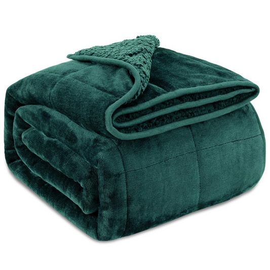 Sivio Weighted Blanket for Adults -15 lbs, 48 × 72 in Green