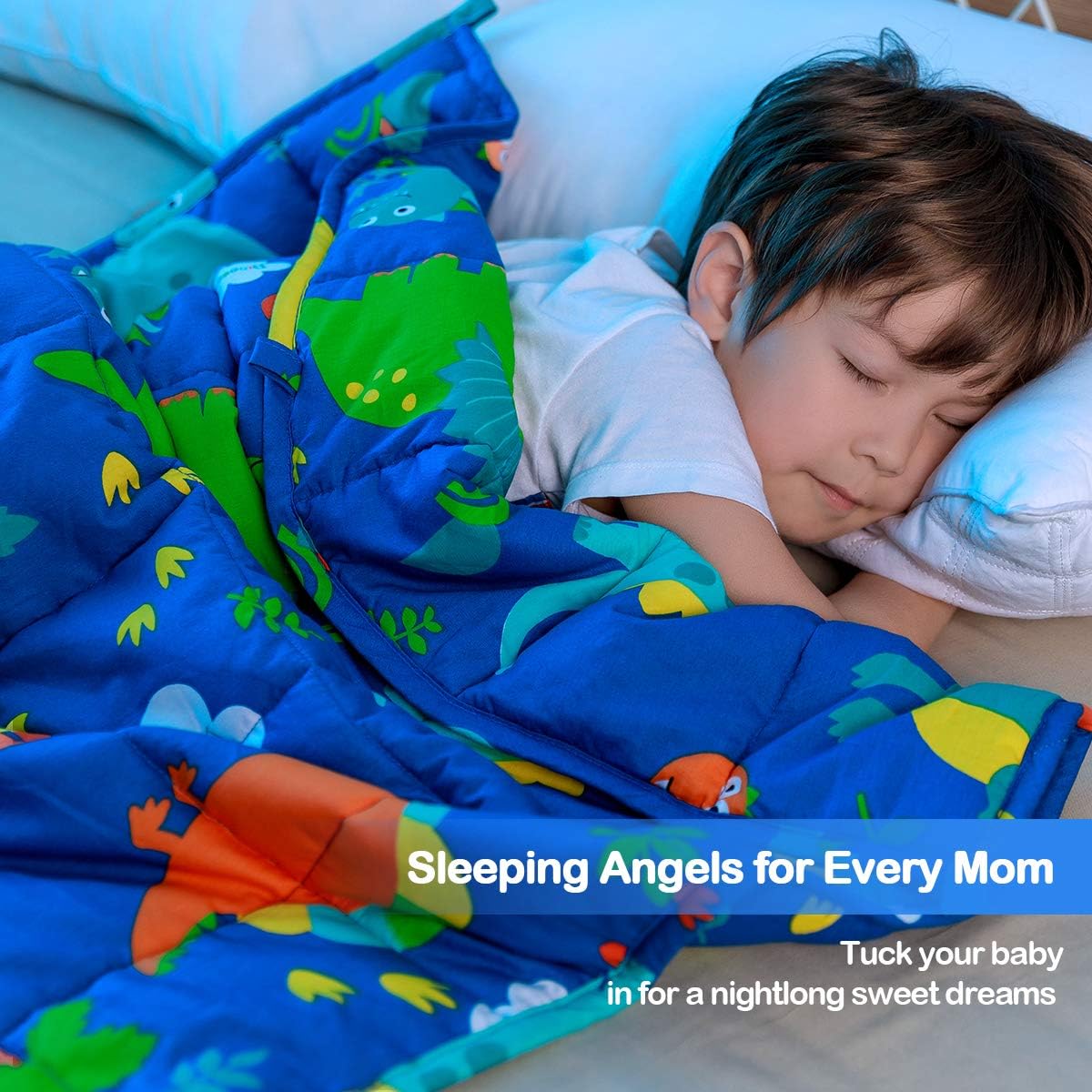 Kids Weighted Blanket 100% Cotton - 3 lb, 36 × 48 in Bule