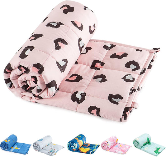 Kids Weighted Blanket 100% Cotton - 3 lb, 36 × 48 in Pink Leopard