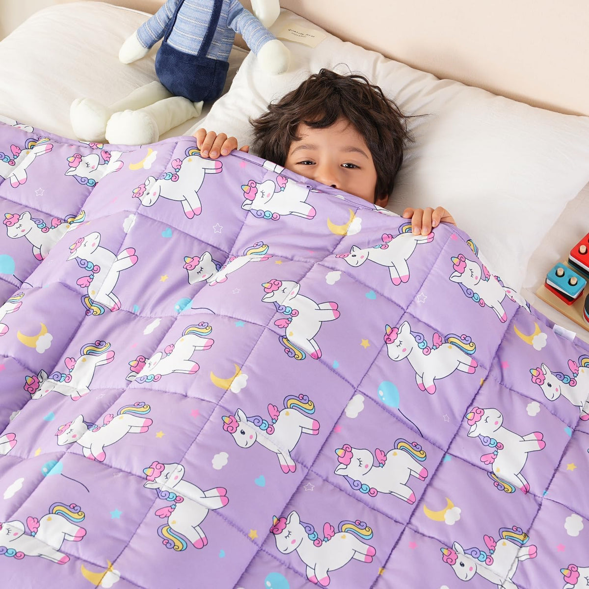 Sivio Kids Weighted Blanket - 3 lb, 36 x 48 in,  Purple Unicorn