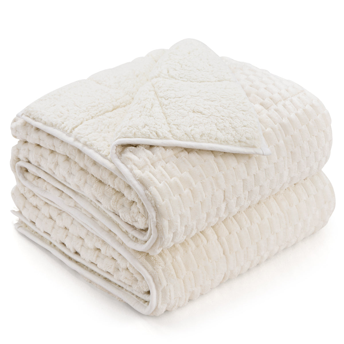 Sivio Jacquard Weighted Blanket for Adults 60" × 80" 15 lbs White