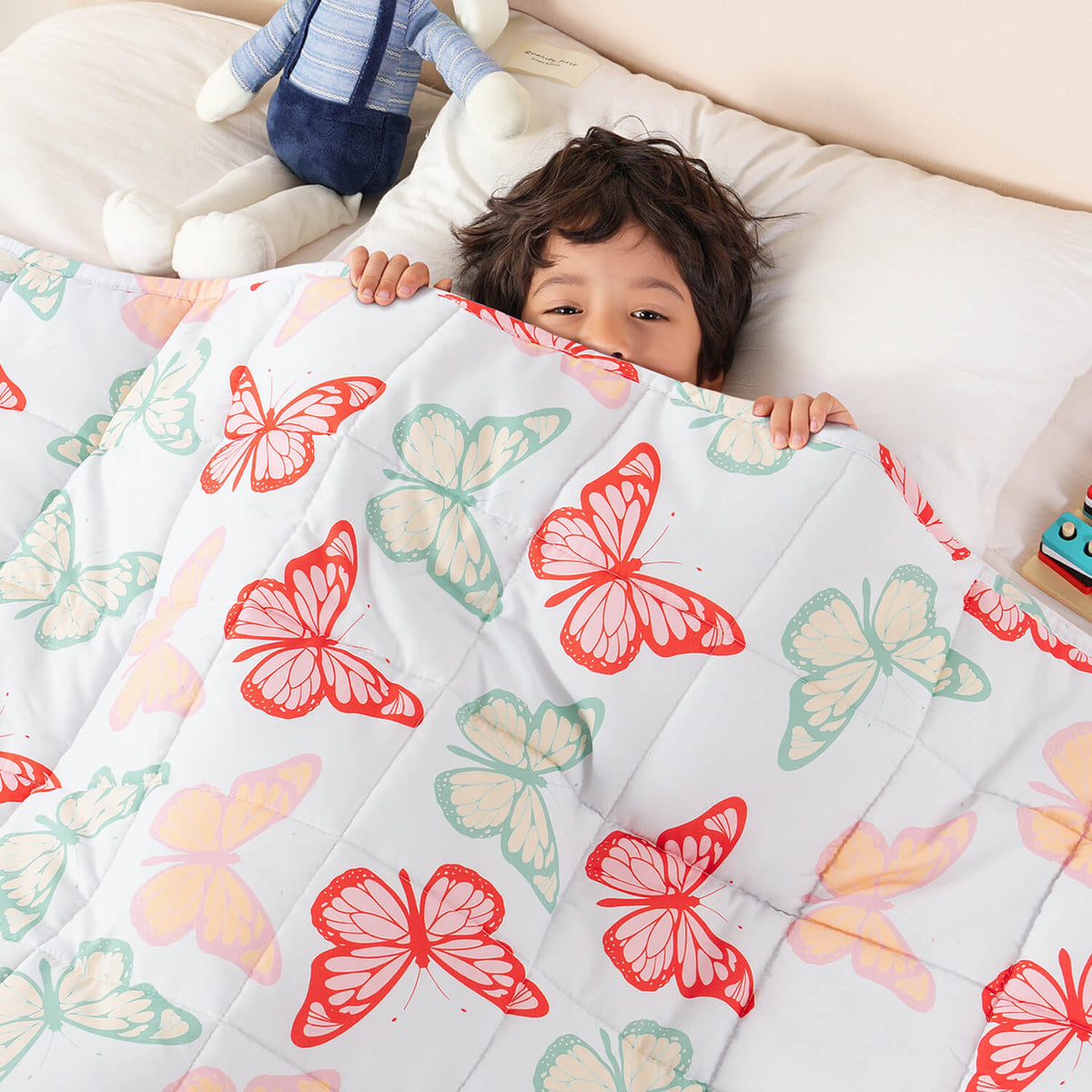 Sivio Kids Weighted Blanket - 5 lb, 36 x 48 in, White Butterfly