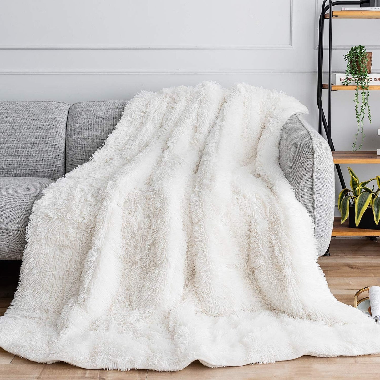 Sivio Weighted Blanket Long Plush Faux Fur & Fluffy Sherpa for Adults, 20lbs 60"x80" White
