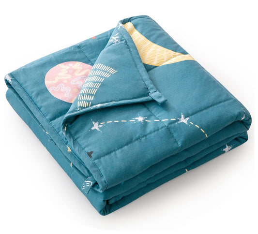 Kids Weighted Blanket 100% Cotton - 3 lb, 36 × 48 in  Blue Starry Sky