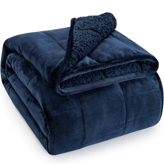 Sivio Weighted Blanket for Adults -15 lbs, 60 × 80 in Navy Blue