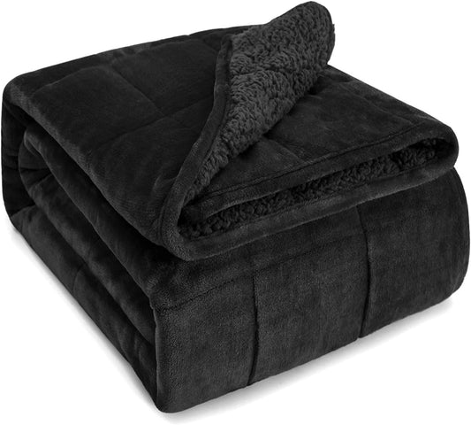 Sivio Weighted Blanket for Adults -15 lbs, 48 × 72 in Black