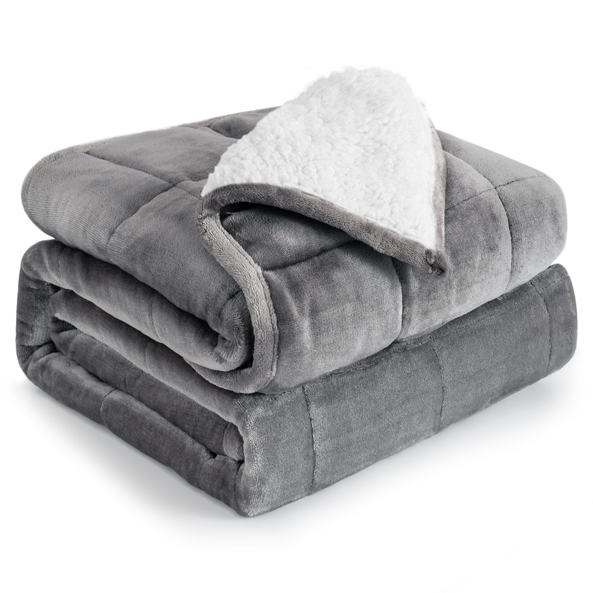 Sivio Gray Fleece & White Sherpa Weighted Blanket, 15 lbs 60 x 80in