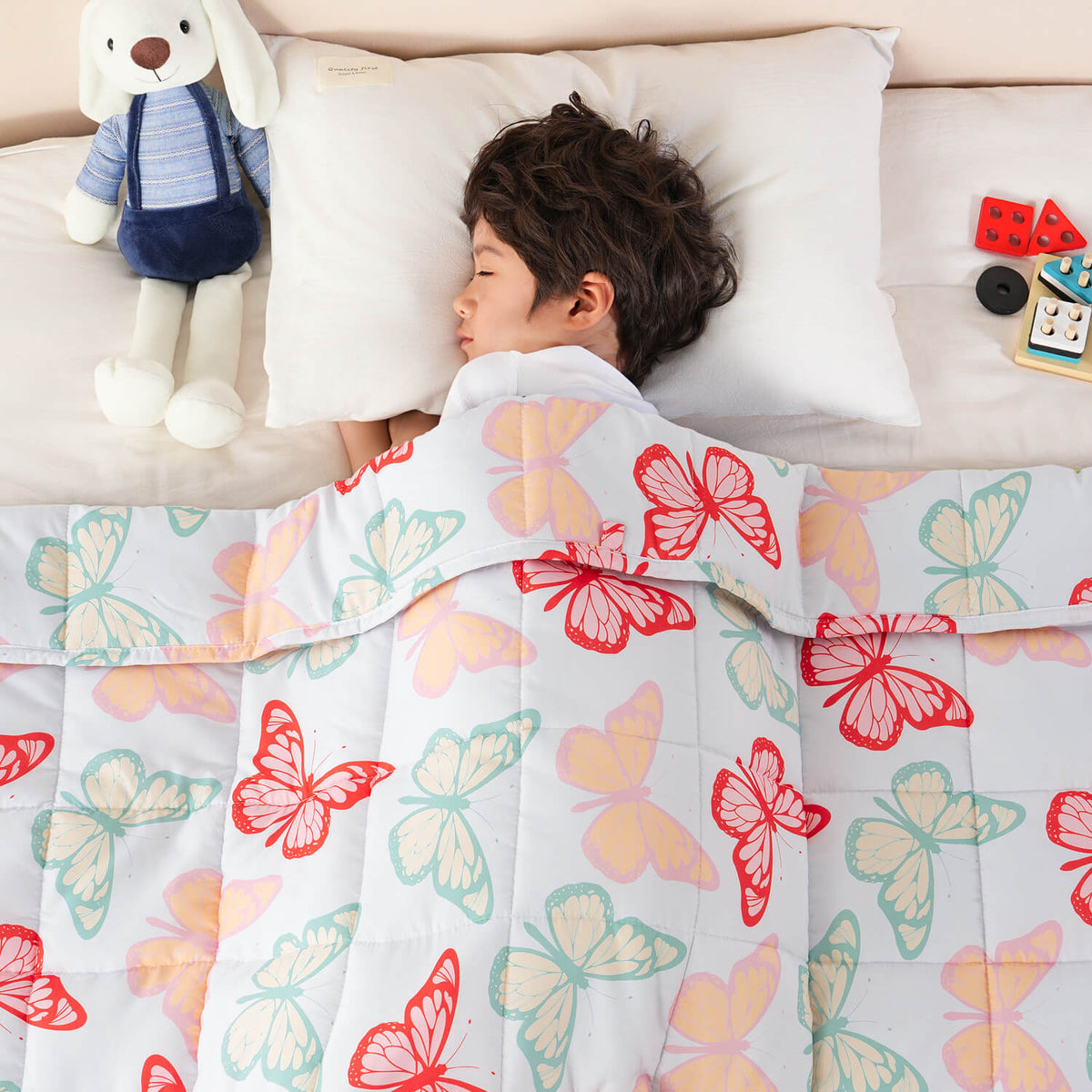 Sivio Kids Weighted Blanket - 5 lb, 36 x 48 in, White Butterfly