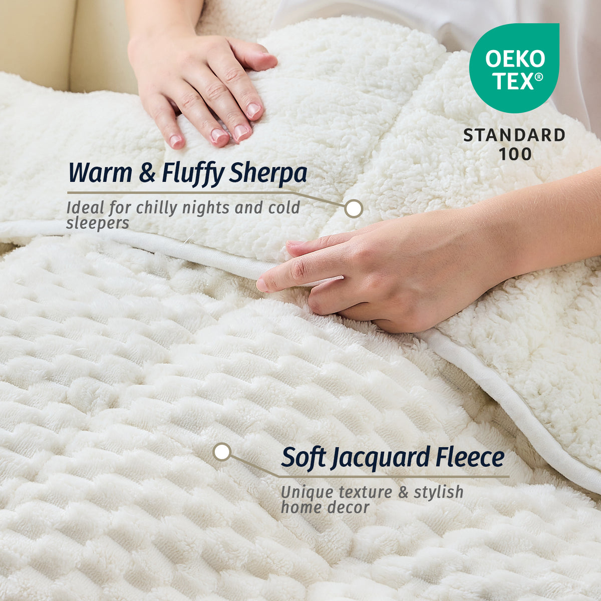 Sivio Jacquard Weighted Blanket for Adults 60" × 80" 15 lbs White