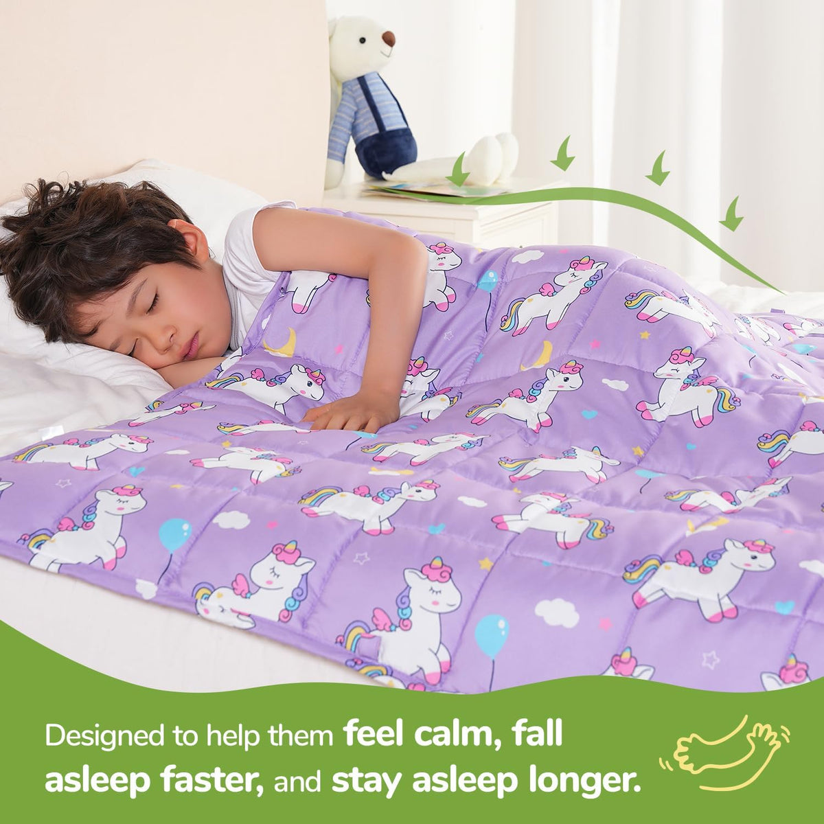 Sivio Kids Weighted Blanket - 3 lb, 36 x 48 in,  Purple Unicorn