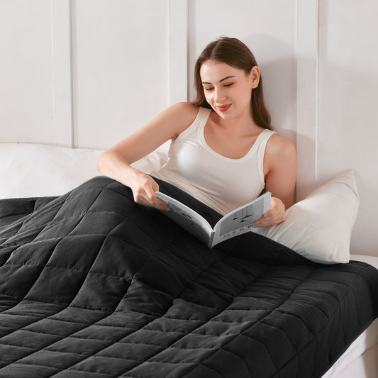Sivio Adults Microfiber Weighted Blanket -15 lbs, 48 × 72 in Black