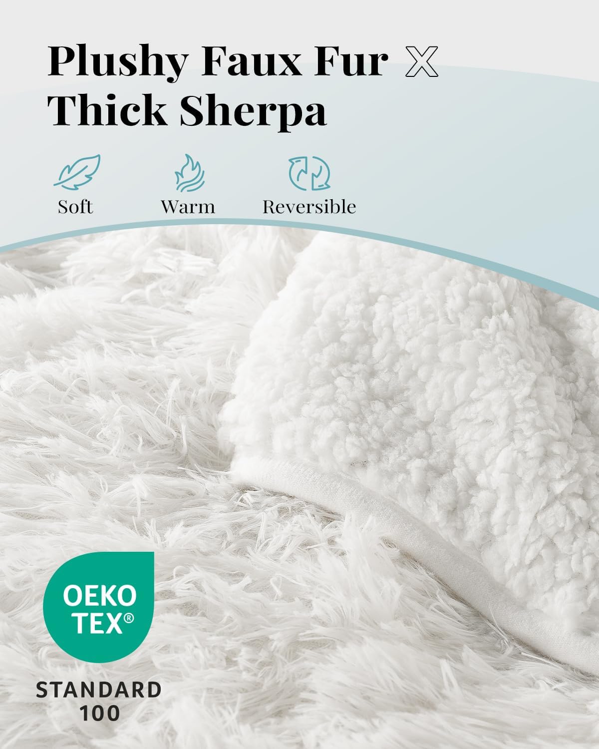 Sivio Weighted Blanket Long Plush Faux Fur & Fluffy Sherpa for Adults, 20lbs 60"x80" White
