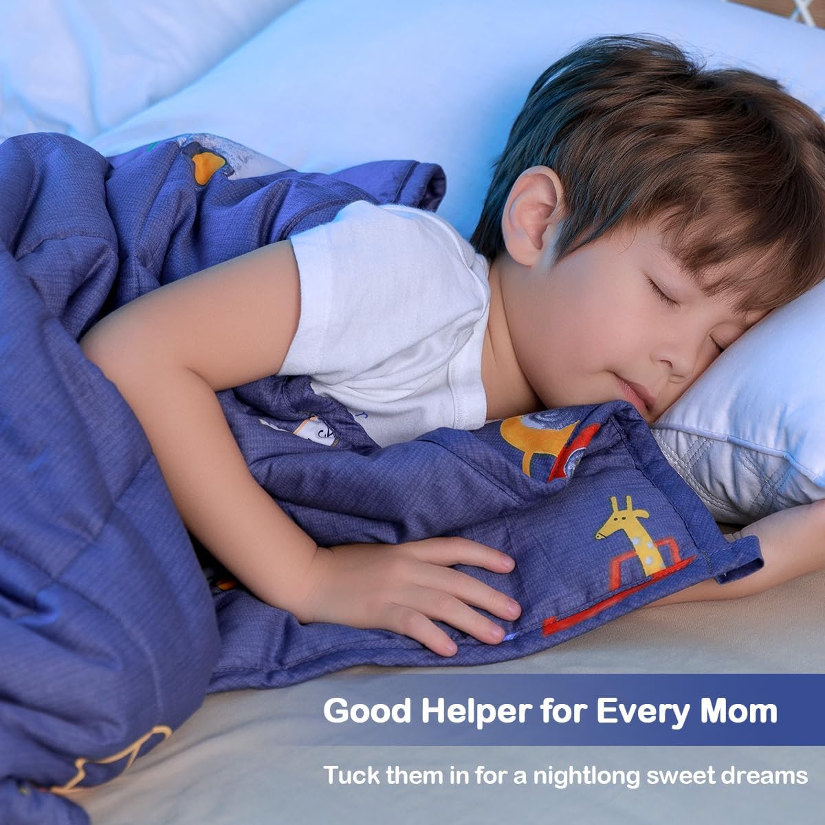 Kids Weighted Blanket 100% Cotton - 5 lb, 36 × 48 in  Blue Car
