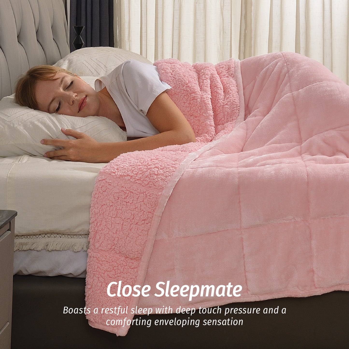 Sivio Weighted Blanket for Adults -15 lbs, 48 × 72 in Pink