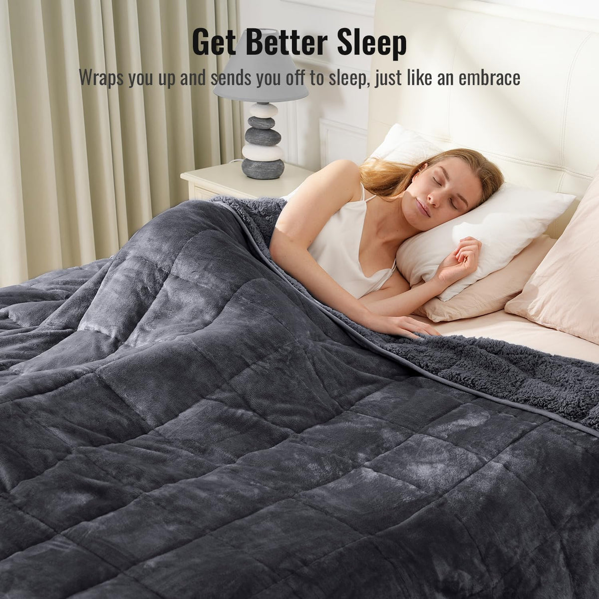 Sivio Weighted Blanket for Adults -15 lbs, 48 × 72 in Dark Grey
