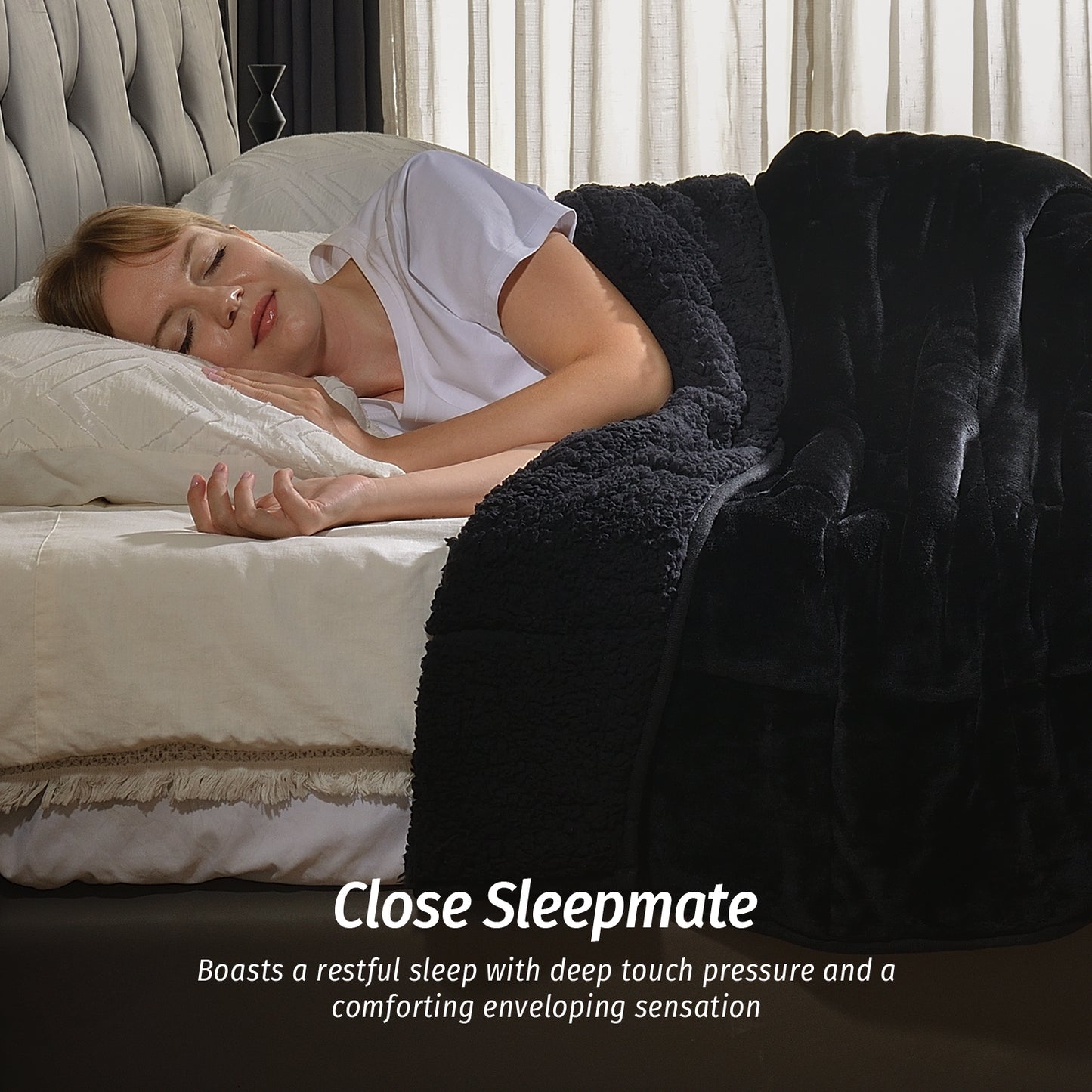 Sivio Weighted Blanket for Adults -15 lbs, 48 × 72 in Black