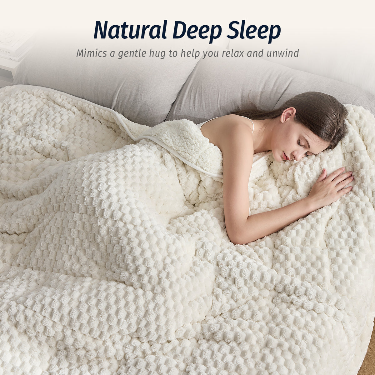 Sivio Jacquard Weighted Blanket for Adults 60" × 80" 15 lbs White