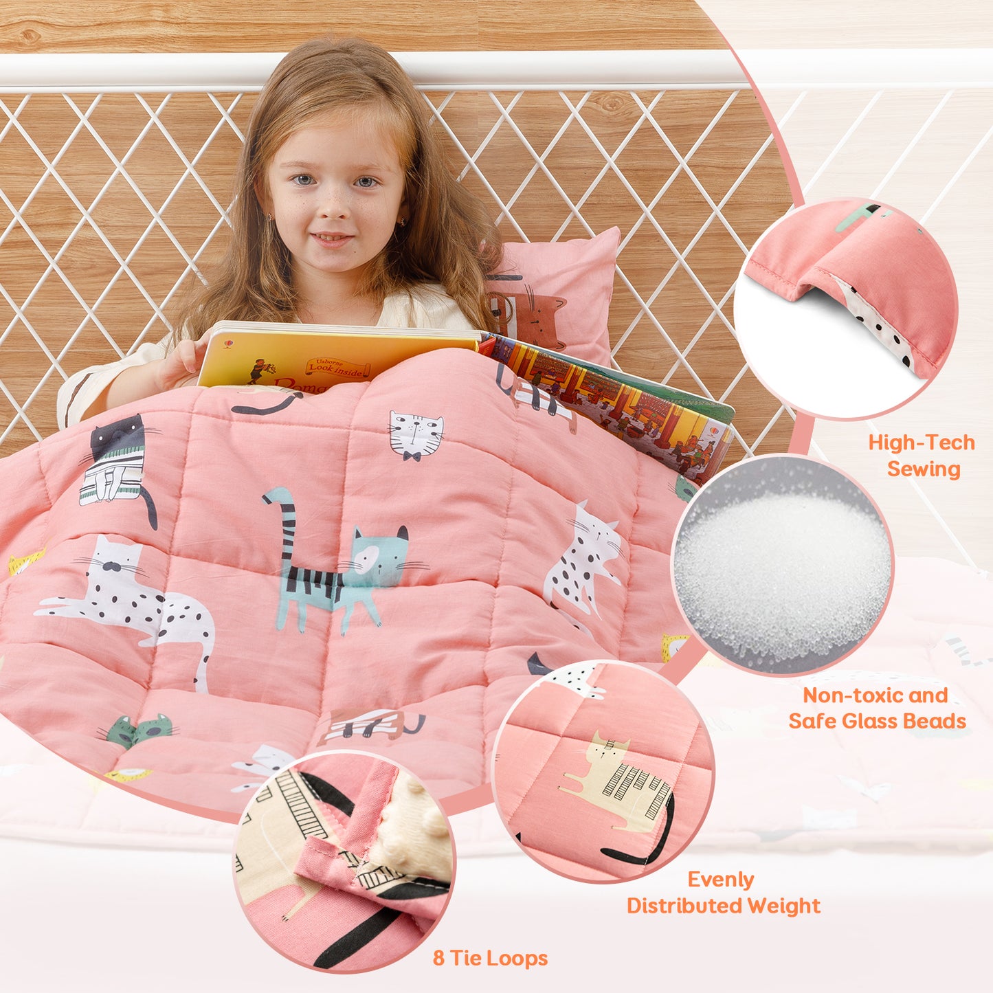 Sivio Minky Fleece & Cotton Kids Weighted Blanket- 5lb, 36 × 48 in Pink
