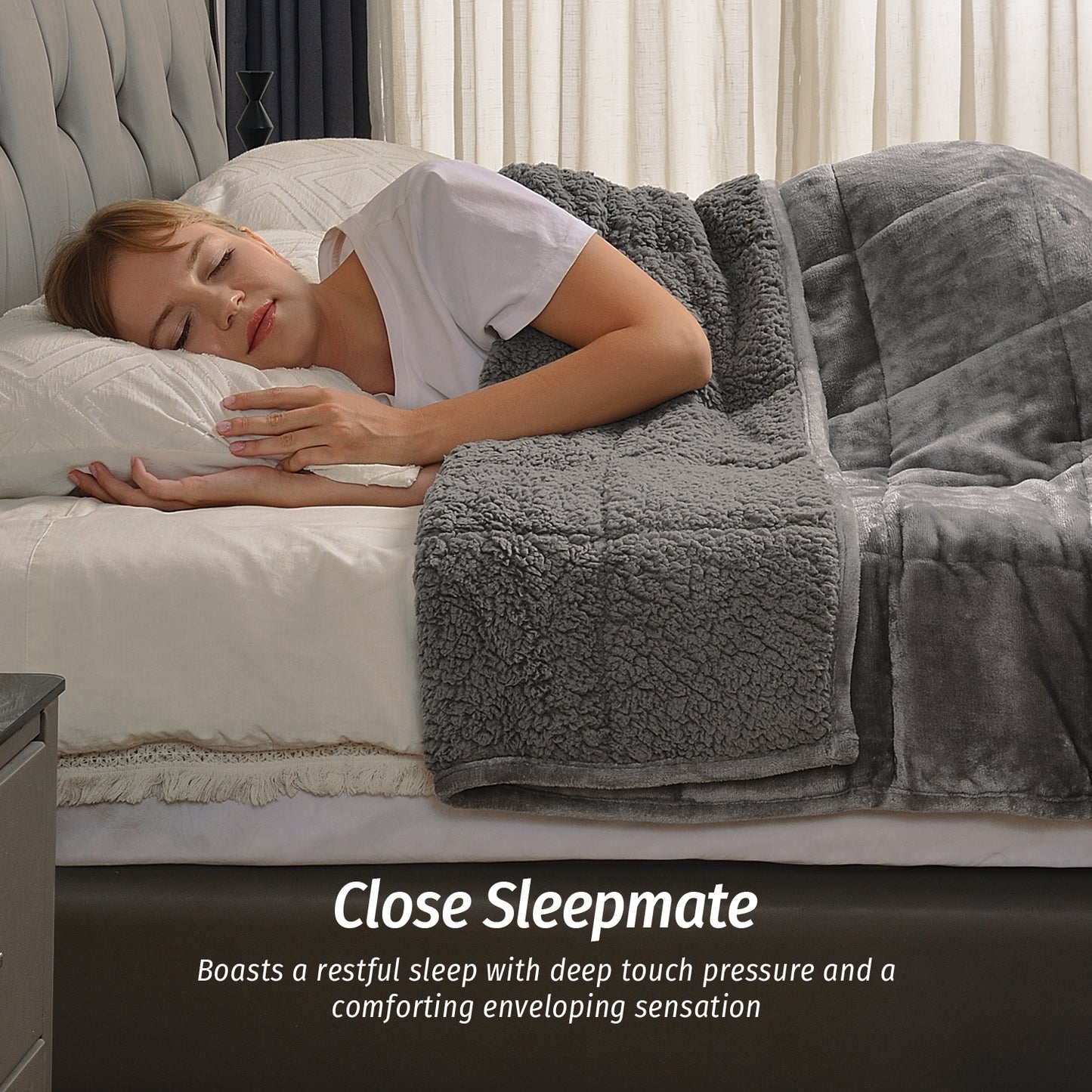 Sivio Weighted Blanket for Adults -15 lbs, 48 × 72 in Gray