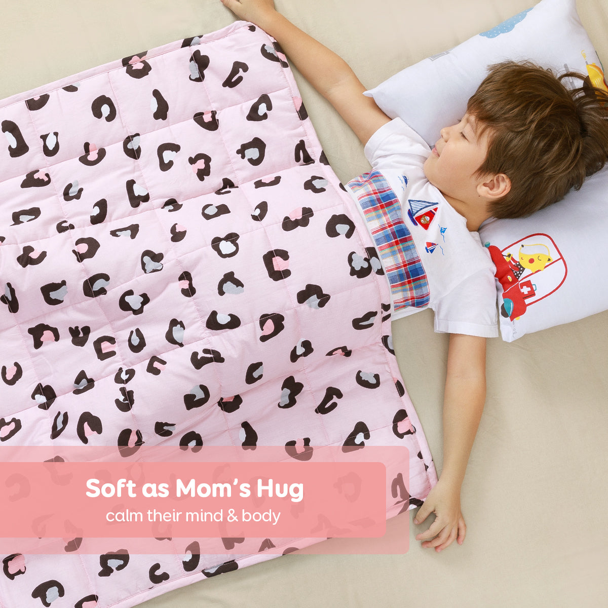 Kids Weighted Blanket 100% Cotton - 3 lb, 36 × 48 in Pink Leopard