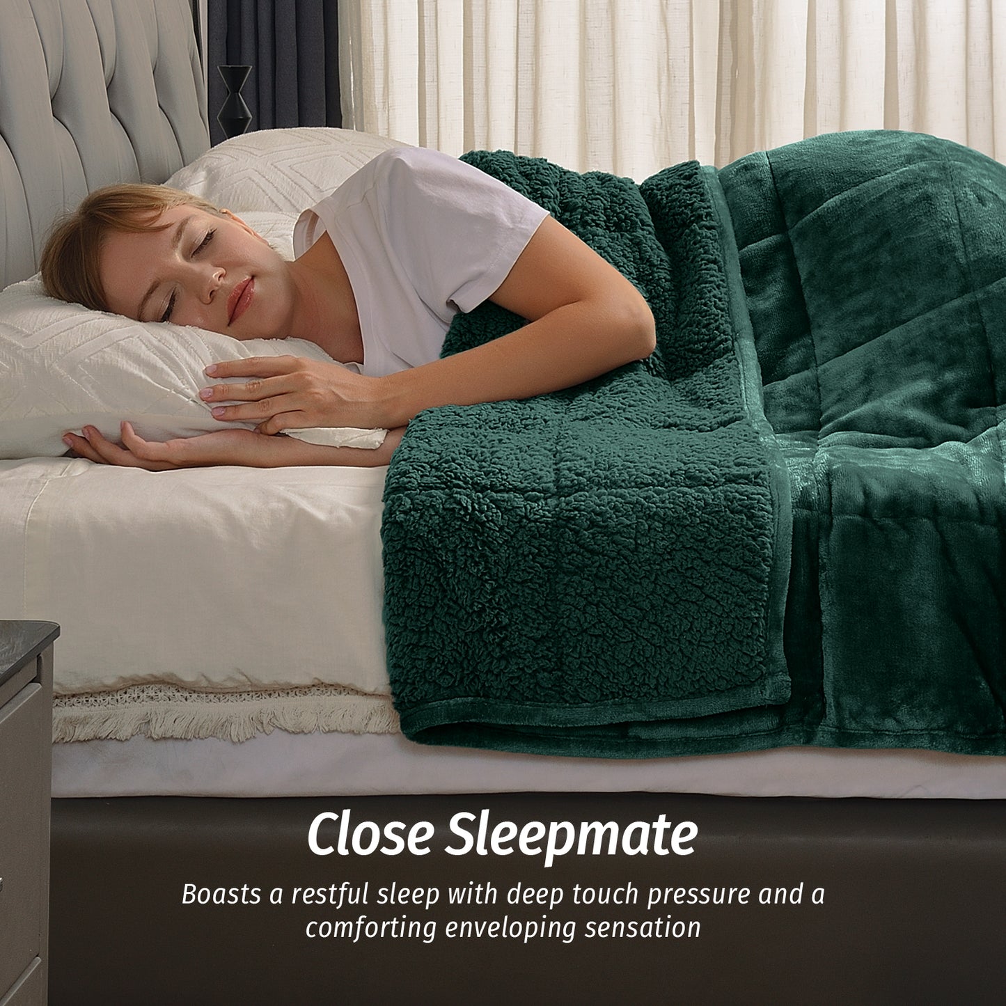 Sivio Weighted Blanket for Adults -15 lbs, 48 × 72 in Green