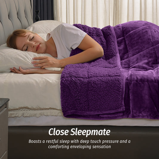Sivio Weighted Blanket for Adults -15 lbs, 48 × 72 in Purple