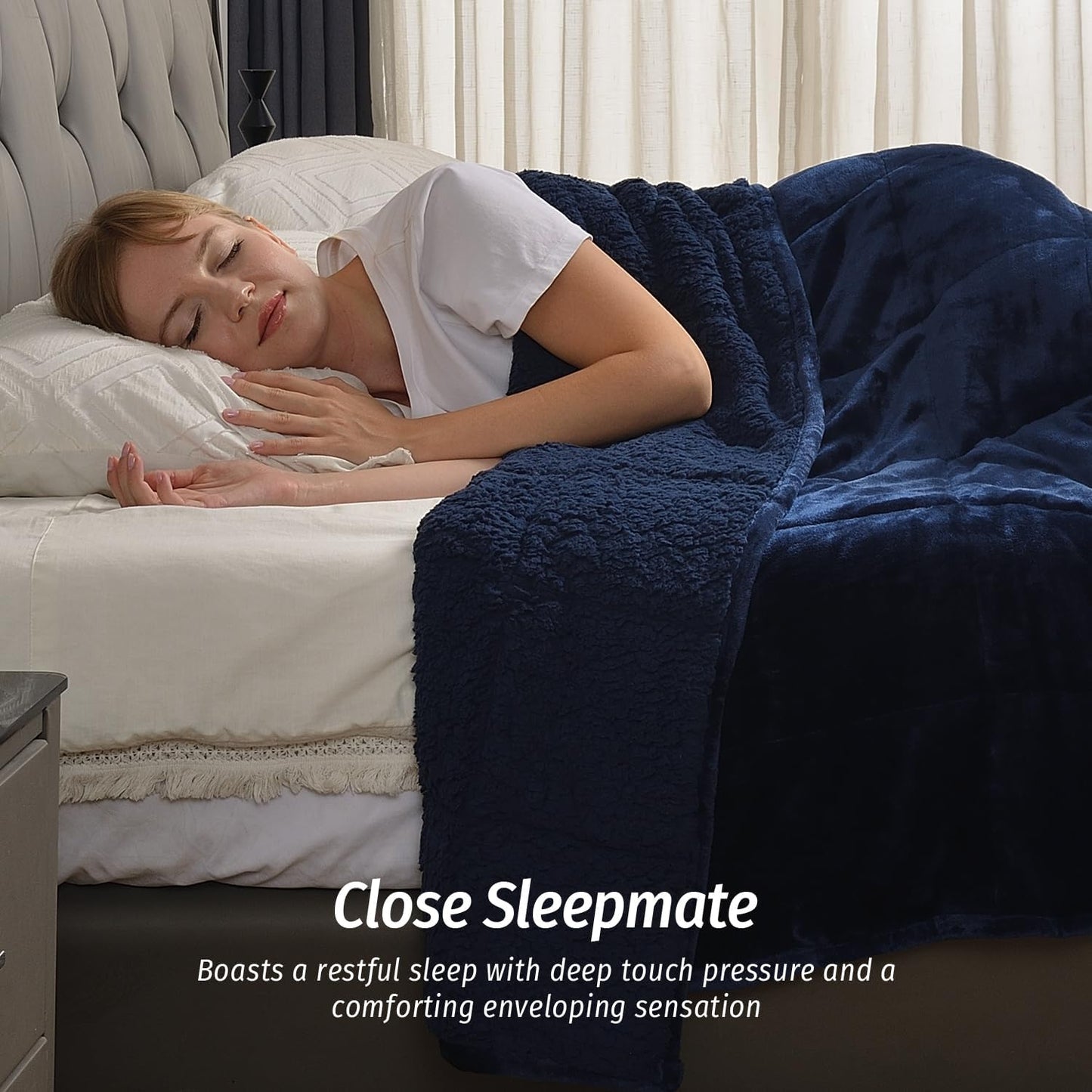 Sivio Weighted Blanket for Adults -20 lbs, 60 × 80 in Navy Blue