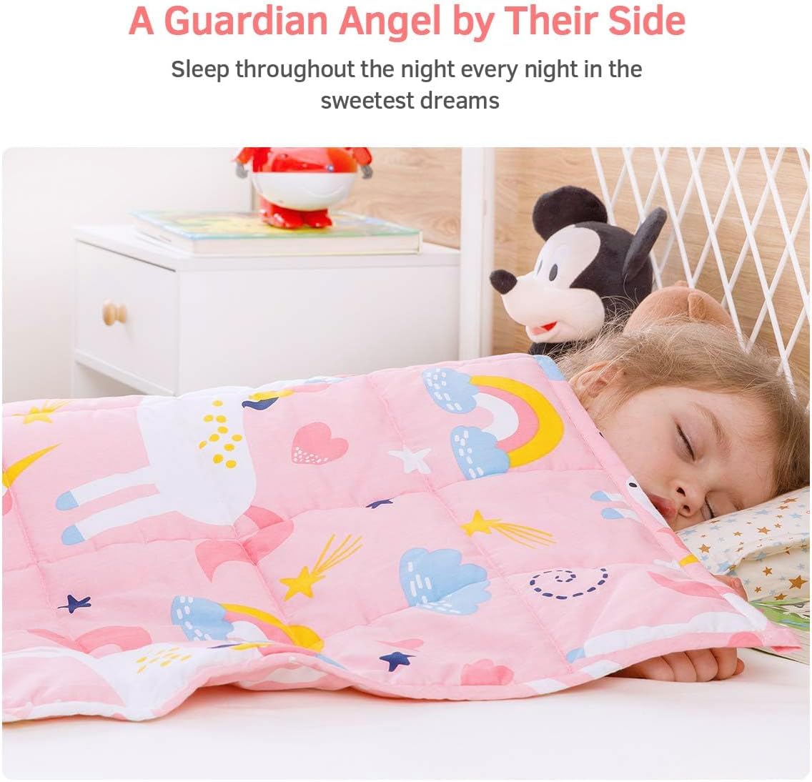 Kids Weighted Blanket 100% Cotton - 5 lb, 36 × 48 in Pink