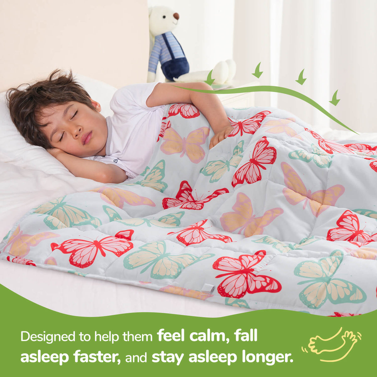 Sivio Kids Weighted Blanket - 5 lb, 36 x 48 in, White Butterfly