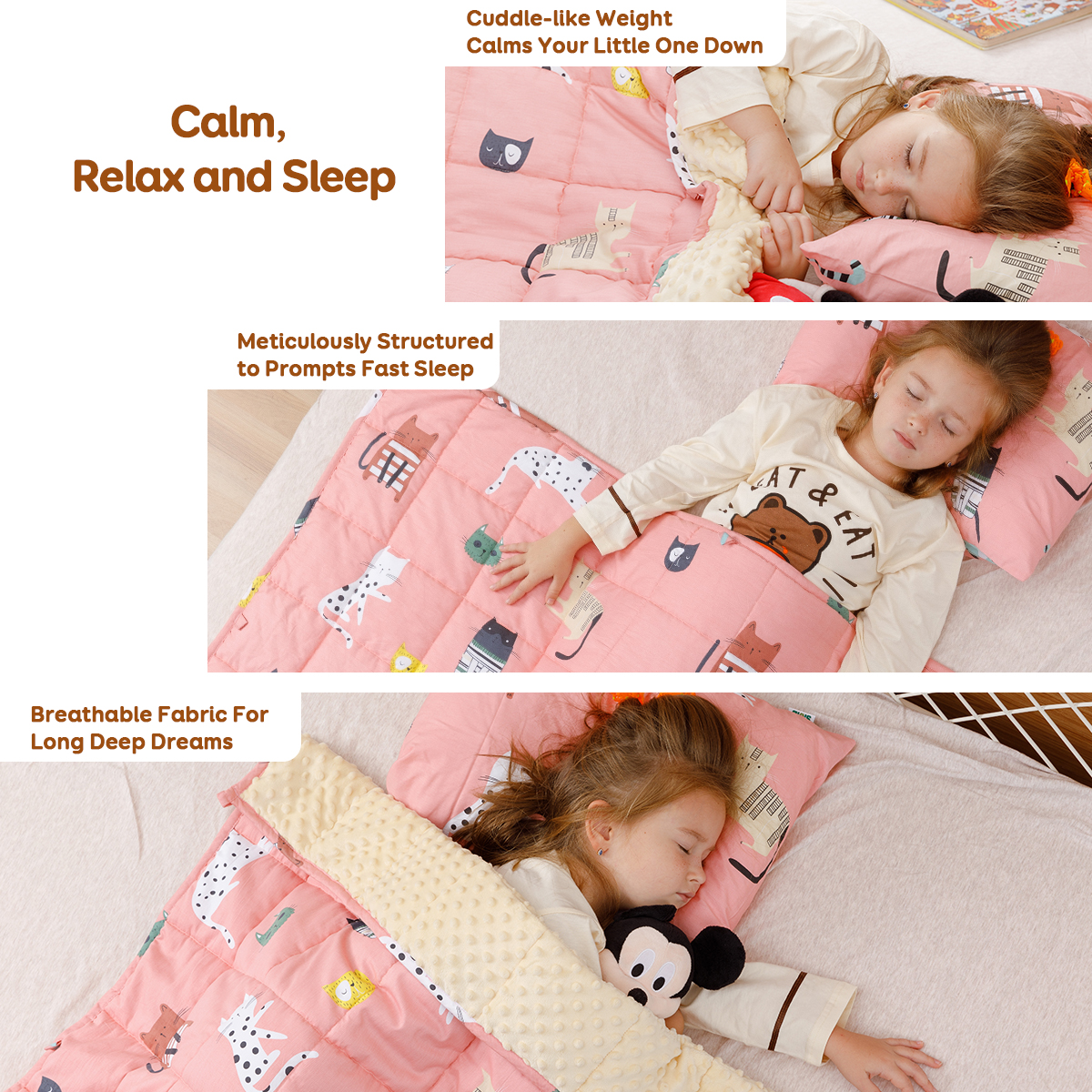 Sivio Minky Fleece & Cotton Kids Weighted Blanket- 5lb, 36 × 48 in Pink