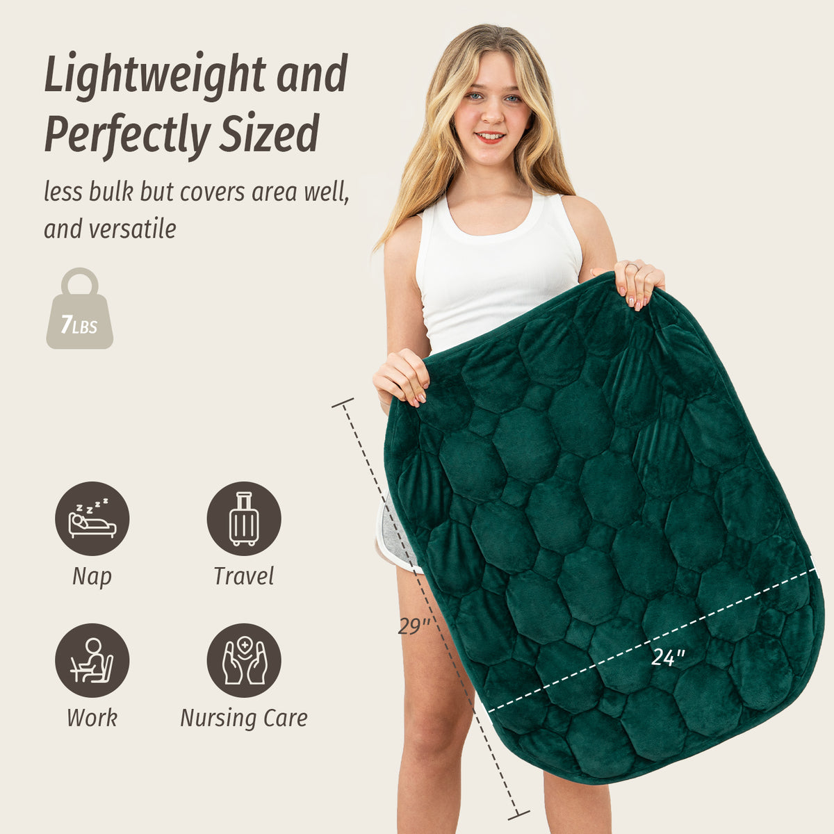 Sivio Weighted Lap Blanket for Adults 24" x 29" 7 lbs Dark Green