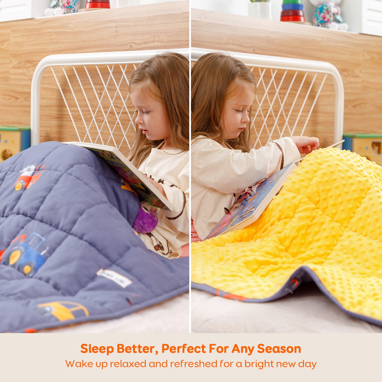 Sivio Minky Fleece & Cotton Kids Weighted Blanket- 5 lb, 36 × 48 in Blue Car